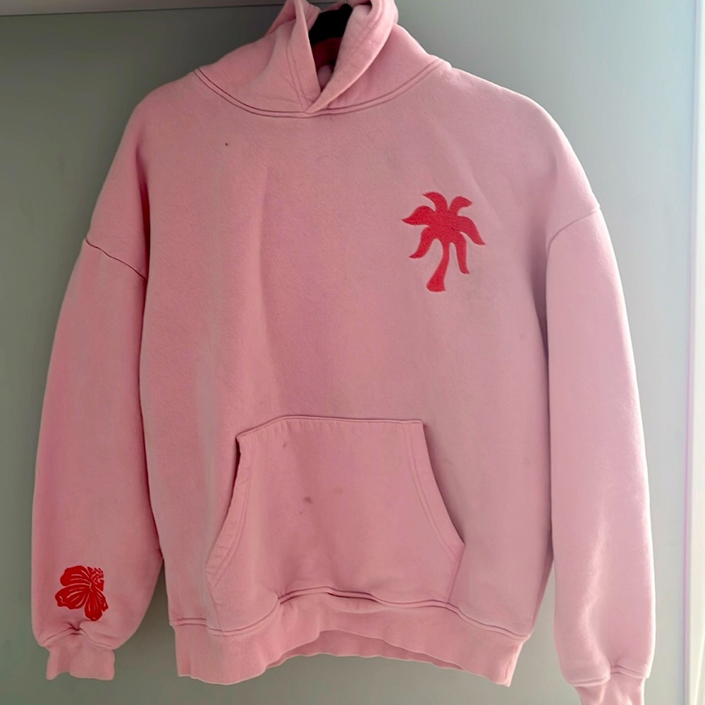 Pink palm puff pink hoodie